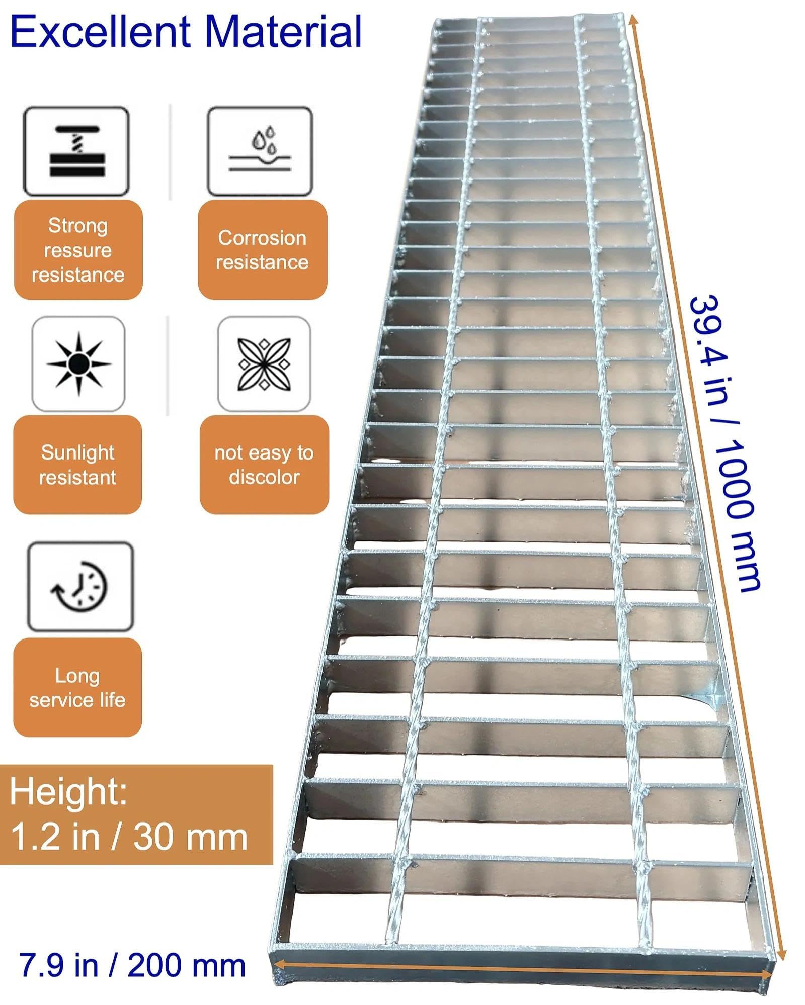 Rejilla Acero Galvanizado para Entrada 1000 x 200 mm