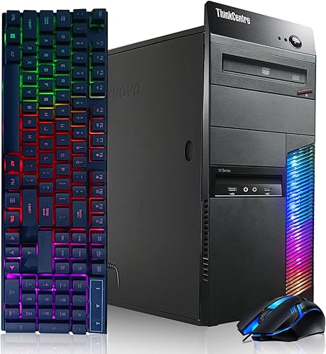 Lenovo Computadora de escritorio para juegos - Intel Quad I7 hasta 38 GHz AMD Radeon RX 550 4G GDDR5 memoria de 16 GB SSD de 128 G 2 TB teclado y