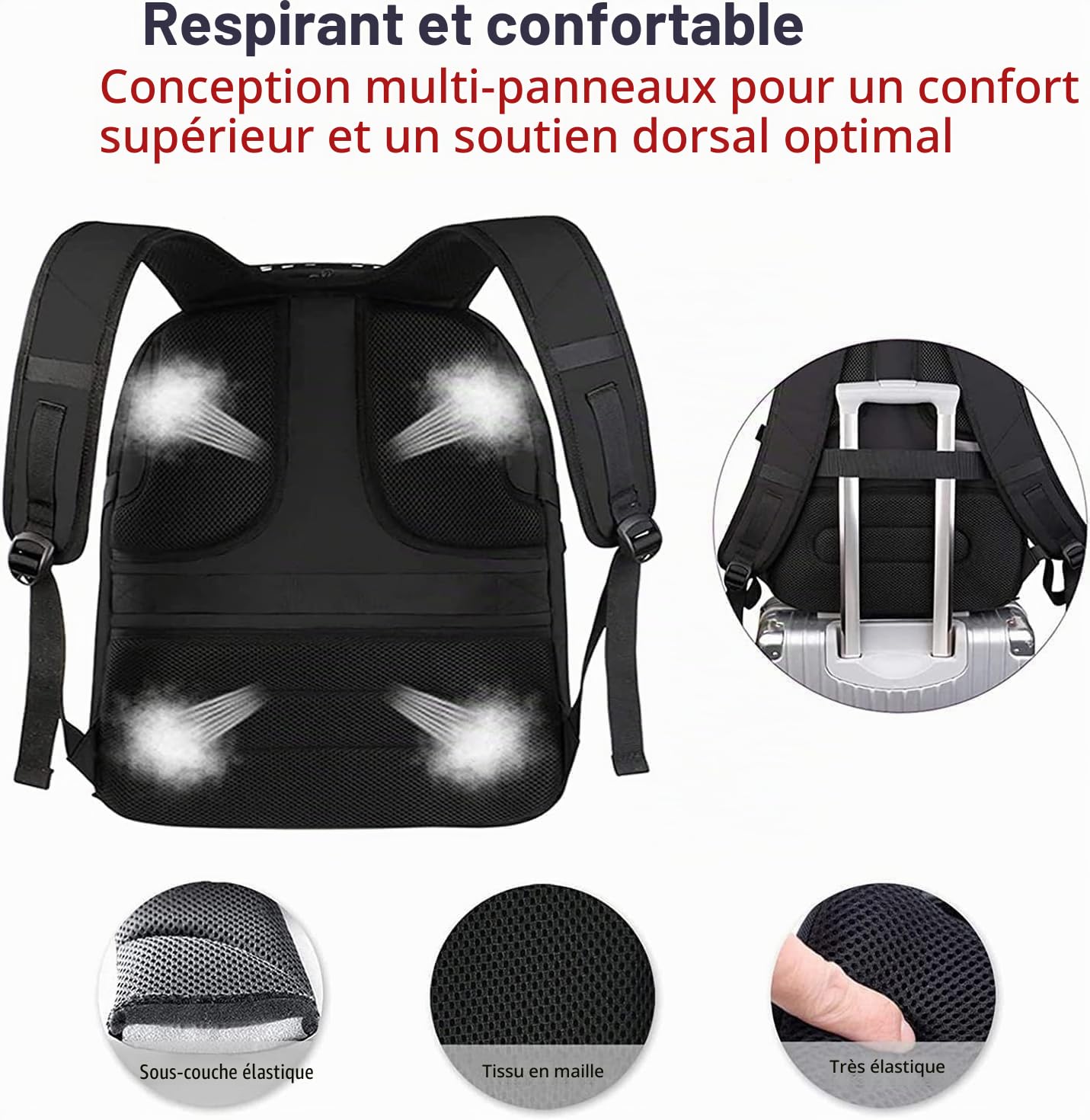 MATEIN Sac a Dos Ordinateur 17 Pouces, Sac a Dos Voyage Grande Capacité | Antivol Imperméable Sac a Dos, Sac à Dos pour Collège Voyage Affaire Scolaire Homme Femme, Rouge