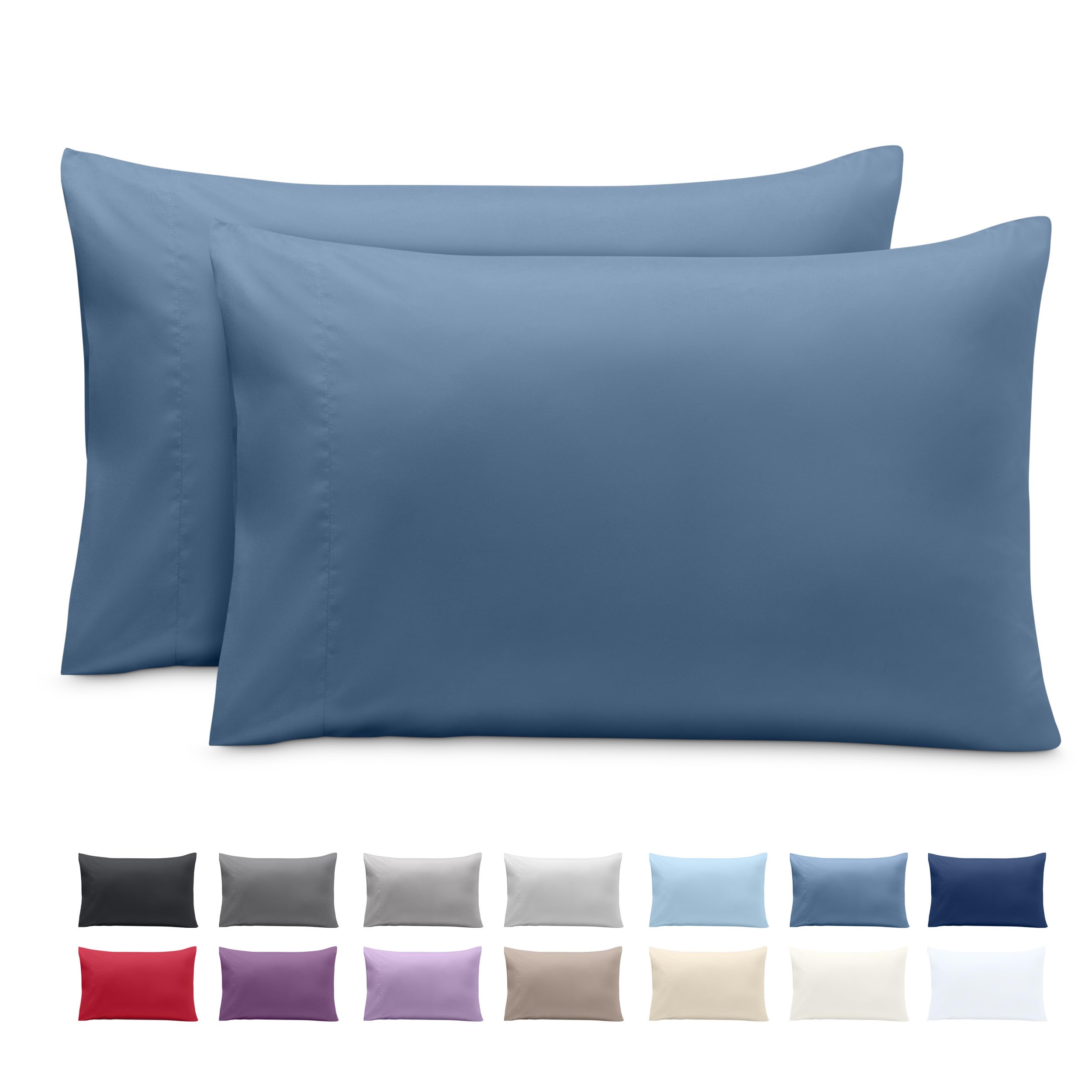 Bare Home Pillowcases Envelope (Standard Set of 2, Coronet Blue)