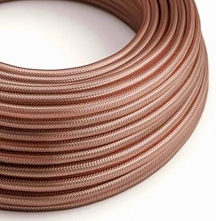 LEDSone Cable de tela redondo de 2 núcleos, 5 metros, color oro rosa, estilo vintage, trenzado italiano, 0,75 mm, cable eléctrico flexible para iluminación británica.