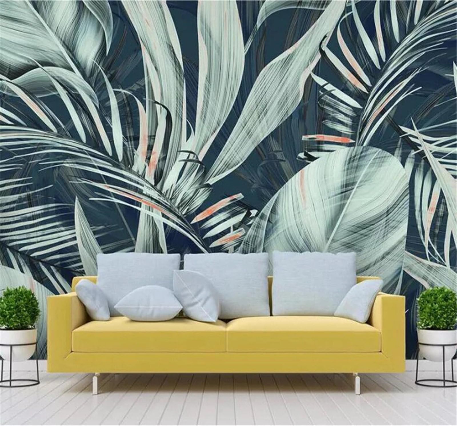 Hand Drawn Retro Fresh Tropical Jungle 3D Wallpaper Easy Install Feature Office Living Room Sofa Bedroom TV Background Wall Decoration-200cm×140cm