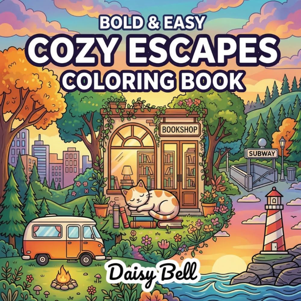 Cozy Escapes: Relaxing Minimalist Coloring Book For Adults With Simple Architecture Comforting Spaces And Peaceful Landscapes