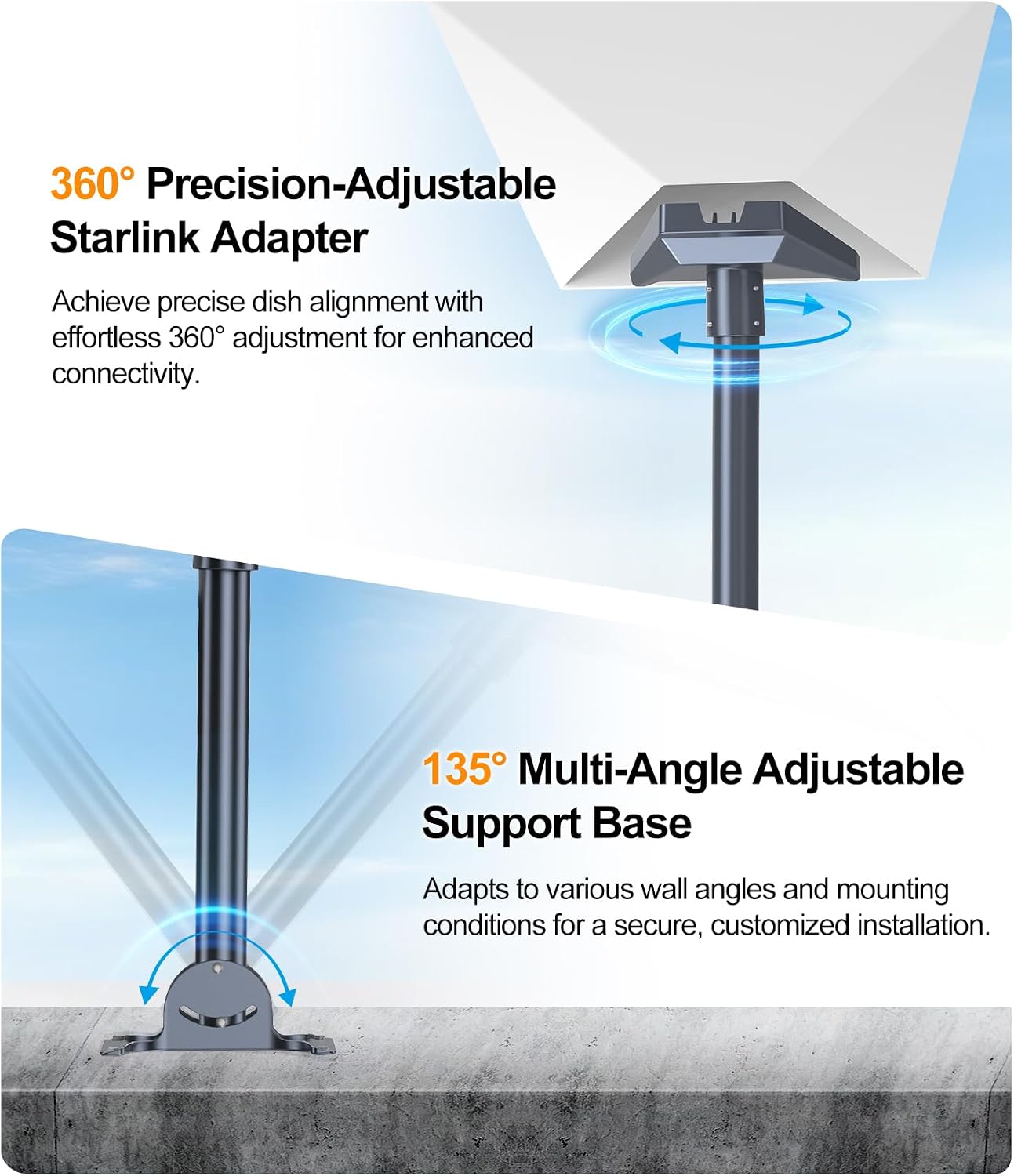 PandaShield Starlink Straight Pole Mount for Standard Gen 3/V4 Dish