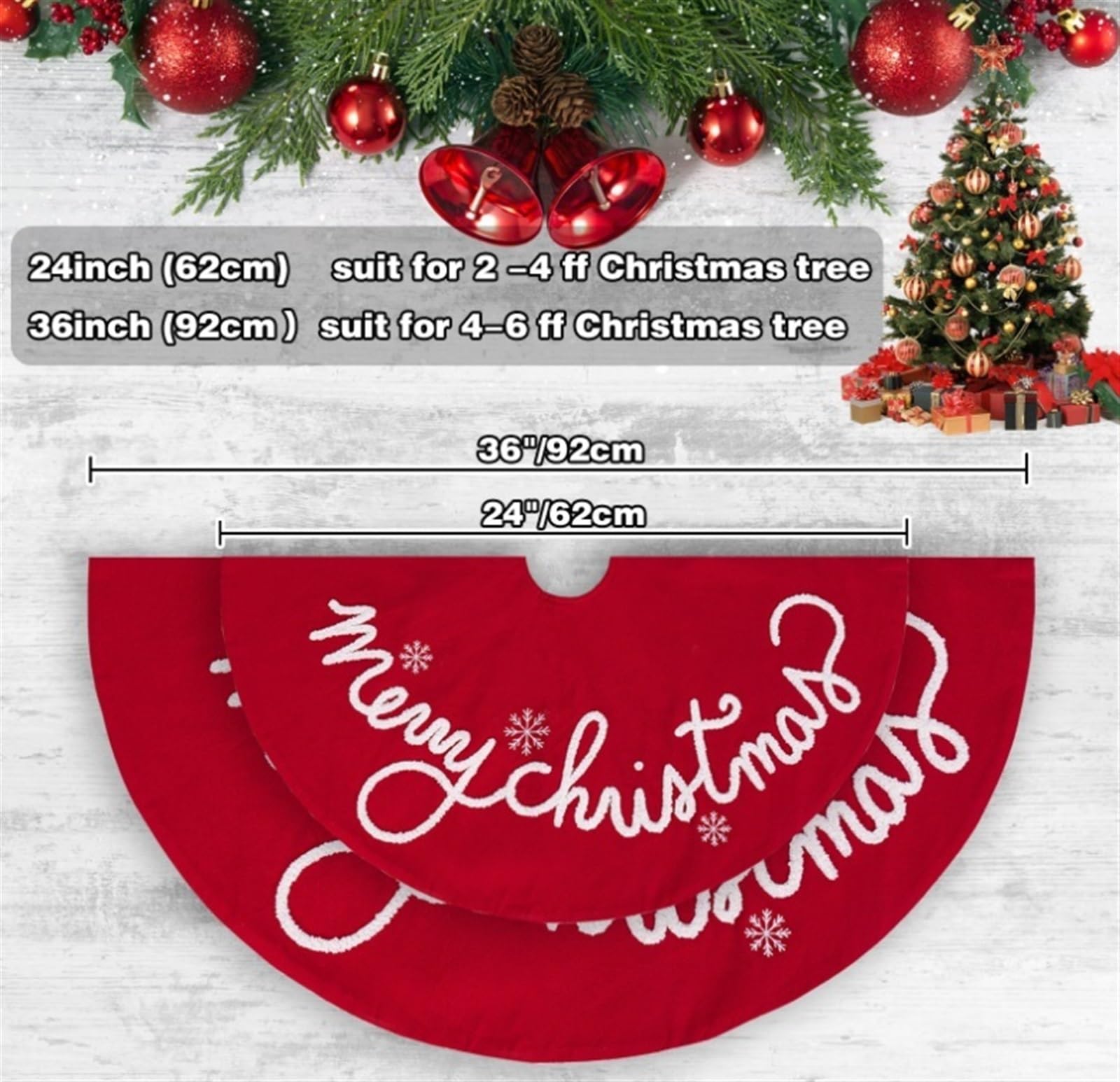 Spódnica Choinkowa Vintage Spódnica Choinkowa Z Literami Do Wystroju Domu Wakacyjnego Xmas Kreatywna Dekoracja Świąteczna Dywanik na Choinkę(32inch)