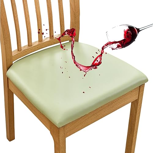 HAOYONG Juego de 4 fundas de asiento para silla, fundas impermeables de poliuretano para sillas de comedor, fundas de cojín impermeables para sillas