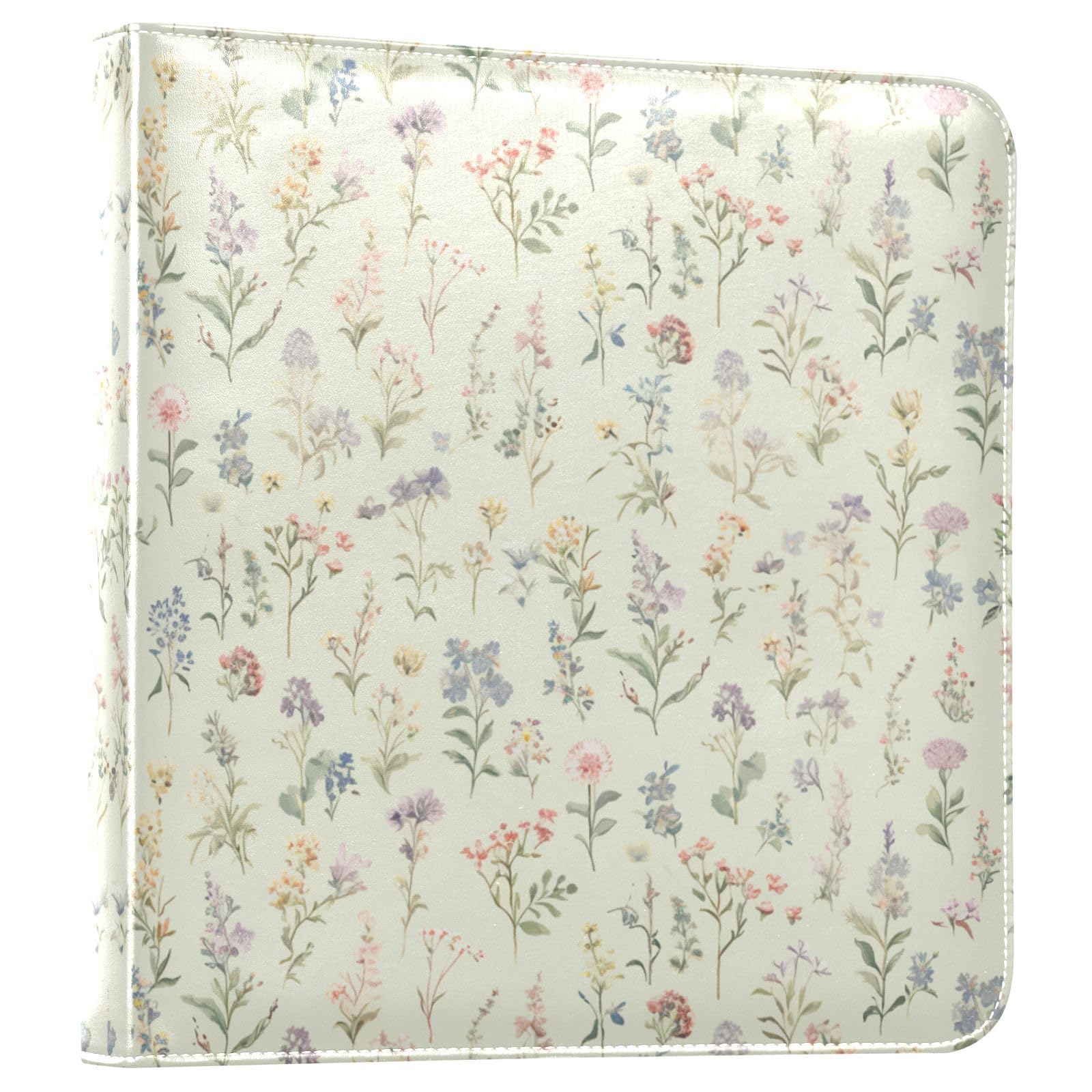 Kigai Small Flowers Photo Album Self Adhesive Scrapbook Album Leather Cover DIY Picture Scrap Book with 20 Adhesive Sheets, 11.8x24x0.8 inch