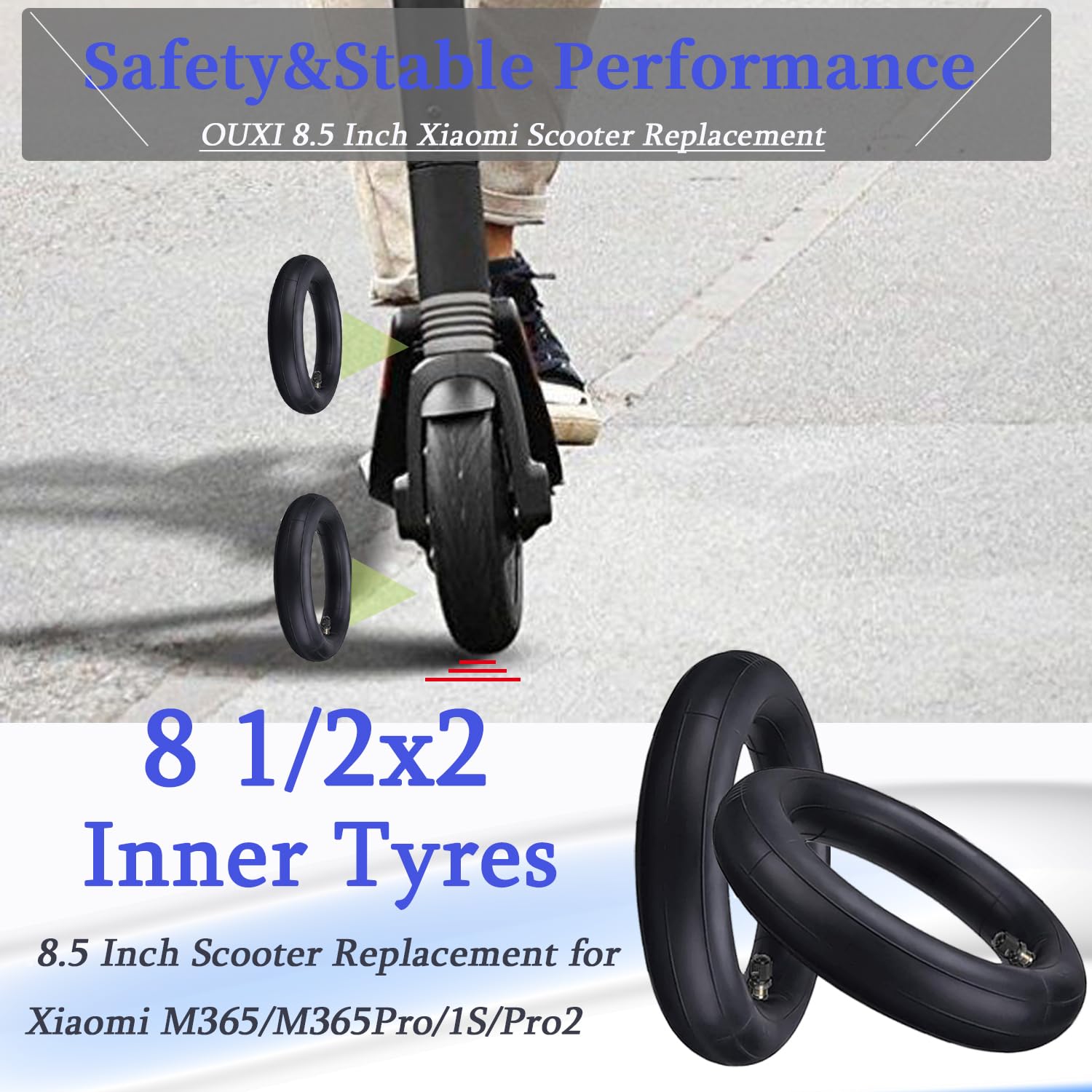2 Camera D'Aria Per Scooter 8.5x2 Pollici - Doppio Spessore, Valvola 0°, Compatibile Xiaomi M365 - Foto 9