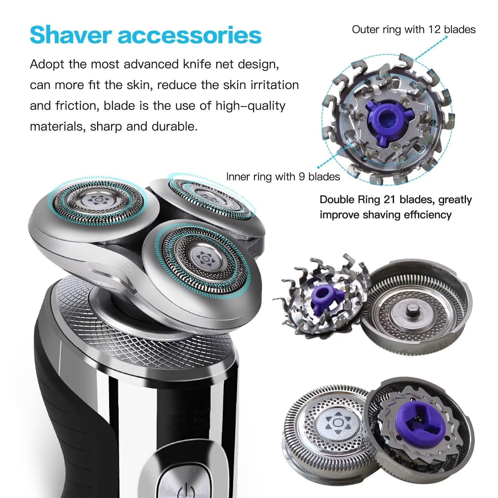 2024 Upgraded 3x Washable Shaver Head Replacement Blade SH98 Compatible for Philips Series 9000 Prestige SP9861 Effectively and Comfortably Trim and Shave