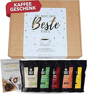 Premium Kaffeebohnen Geschenkset "Du bist der beste Papa" - 5 x 100g Probierset ganze Bohnen - Kaffee Geschenkidee für Männer - Perfektes Vatertagsgeschenk - Barista Gourmet Kaffee Set