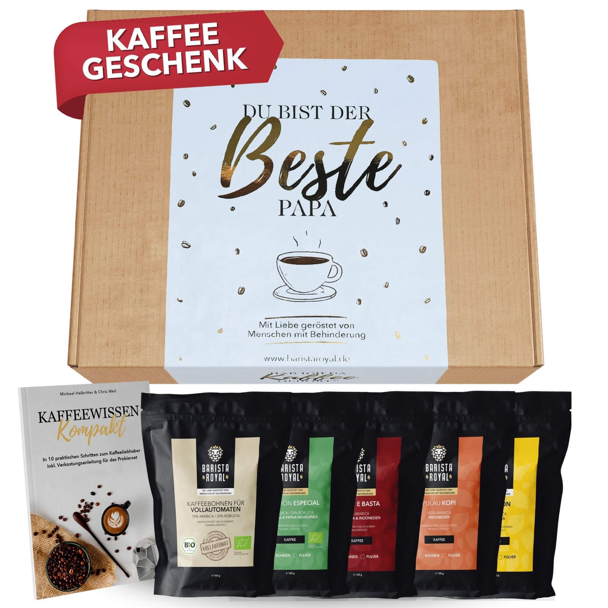 Premium Kaffeebohnen Geschenkset 5 x 100g Probierset ganze Bohnen Kaffee Geschenkidee für Männer Vatertagsgeschenk Barista Gourmet Kaffee Set