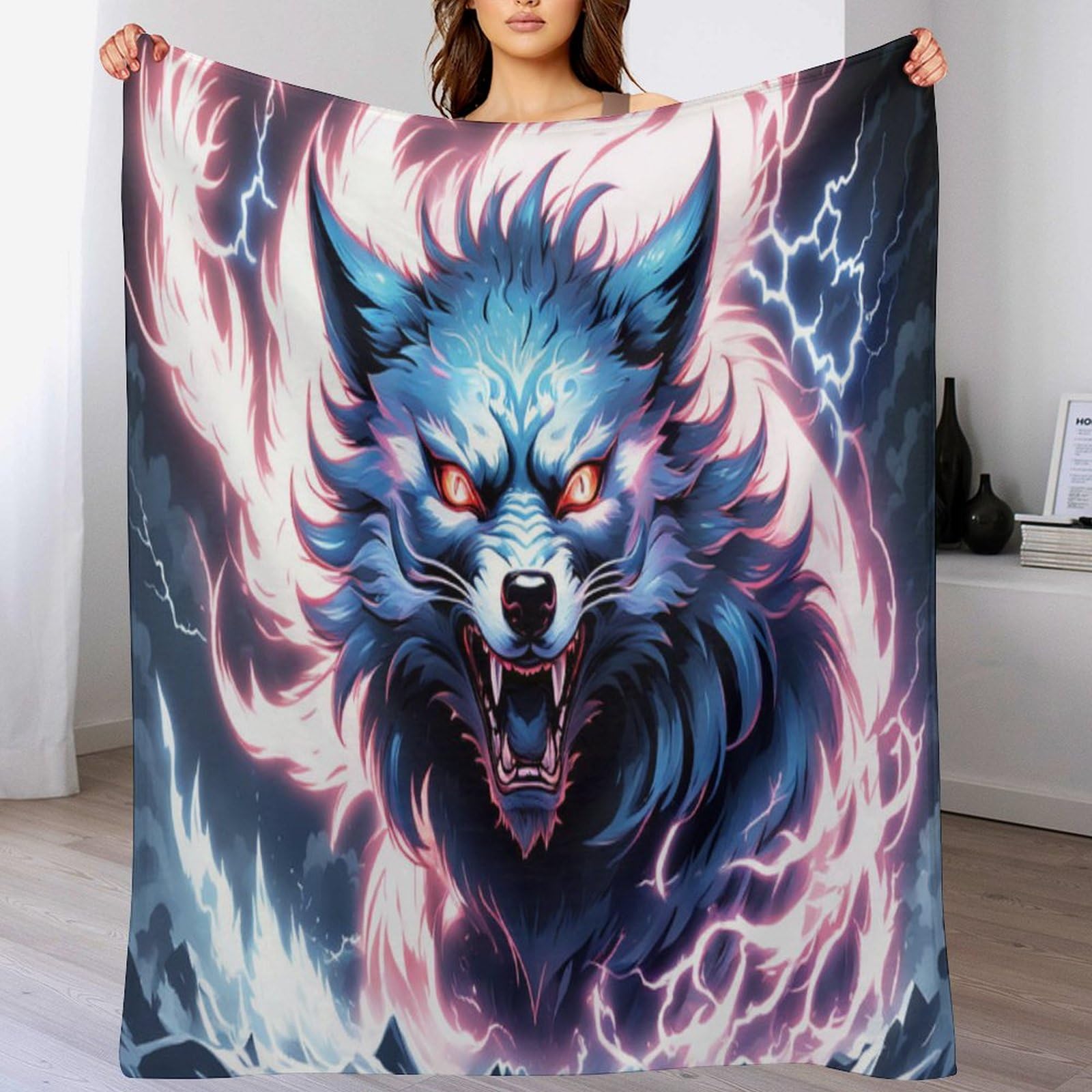 Manta de lobo 3D franela el regalo original de cumpleaños manta de sofá cálida y suave