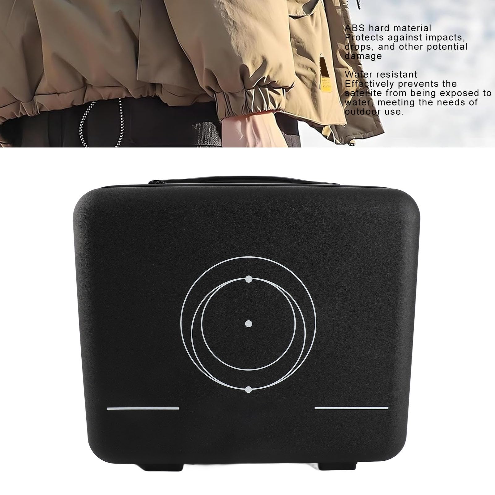 Bewinner Custodia da Viaggio Satellitare, Custodia Rigida Impermeabile Antiurto per Apparecchiature Satellitari, Adattatori, Cavi, Alimentatore, Staffa, Scatola di Immagazzinaggio Portatile in ABS