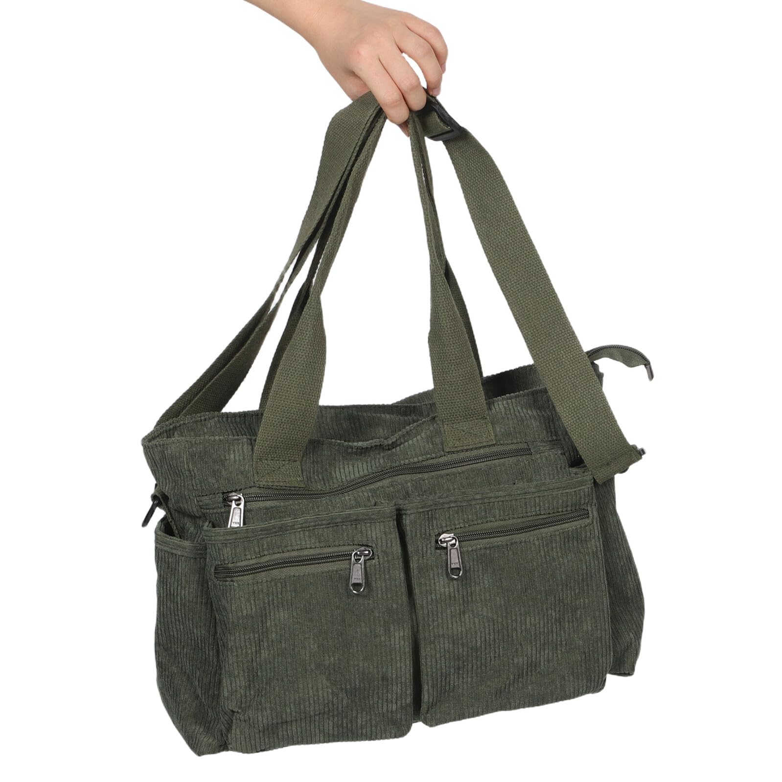 TEHAUX Bolso Tote De Tela Acanalada Para Mujer Bolso Bandolera De Tela Acanalada Con Bolsillos De Gran Capacidad Para Uso Diario