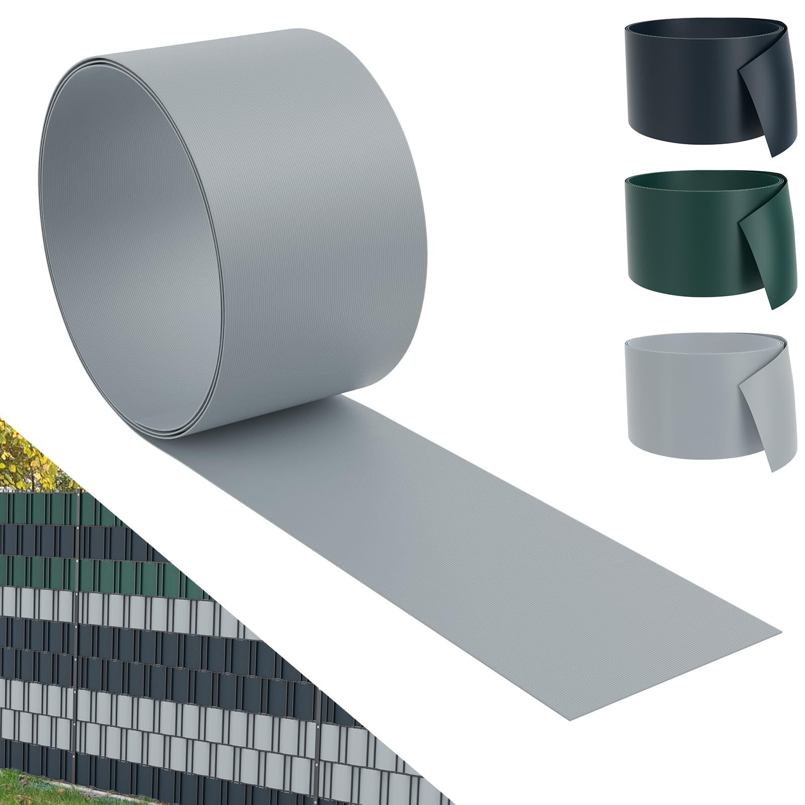 UISEBRT 30 x pasy maskujące, twarde PCW do mat z podwójnym prętem, ochrona przed wzrokiem, na balkon, do ogrodzenia ogrodowego, 25 m x 19 cm (30 sztuk, szare)