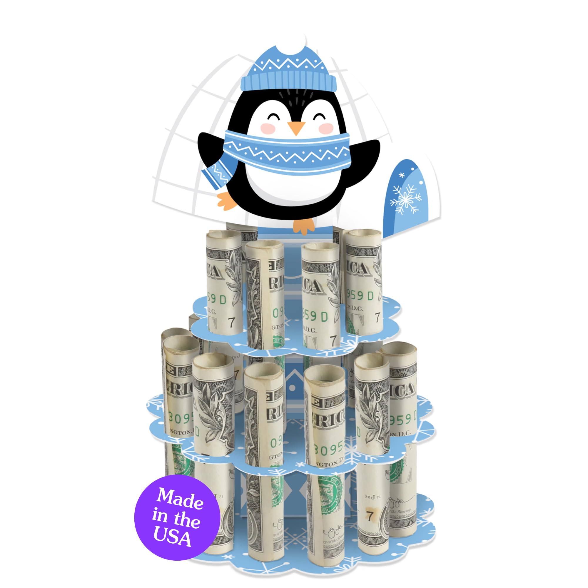 Big Dot of Happiness Winter Penguins - DIY Holiday and Christmas Party Money Holder Gift - Cash Cake