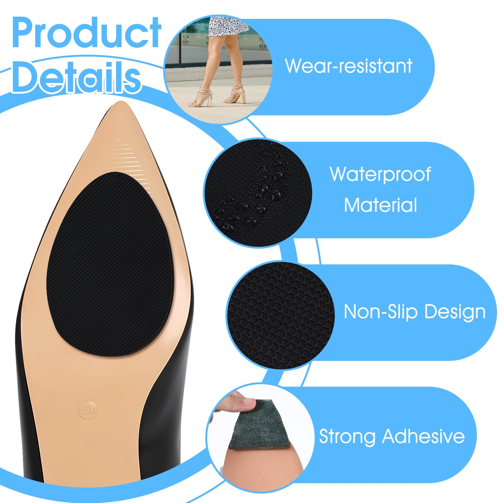 Rubber Grip Tape, Ultra-Thin Strong Adhesive Anti-Slip Waterproof Wear