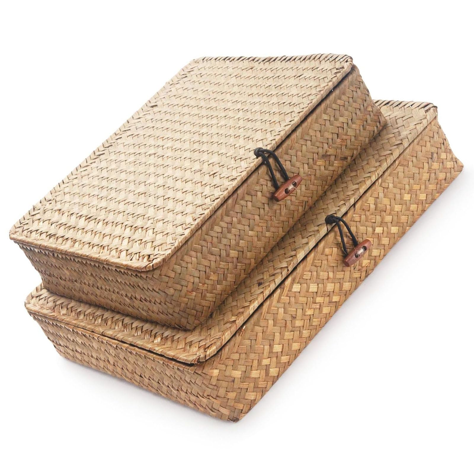 Of Woven Willow Containers with Lids Perfect for Laundry and Use Old Interlaced Hamper