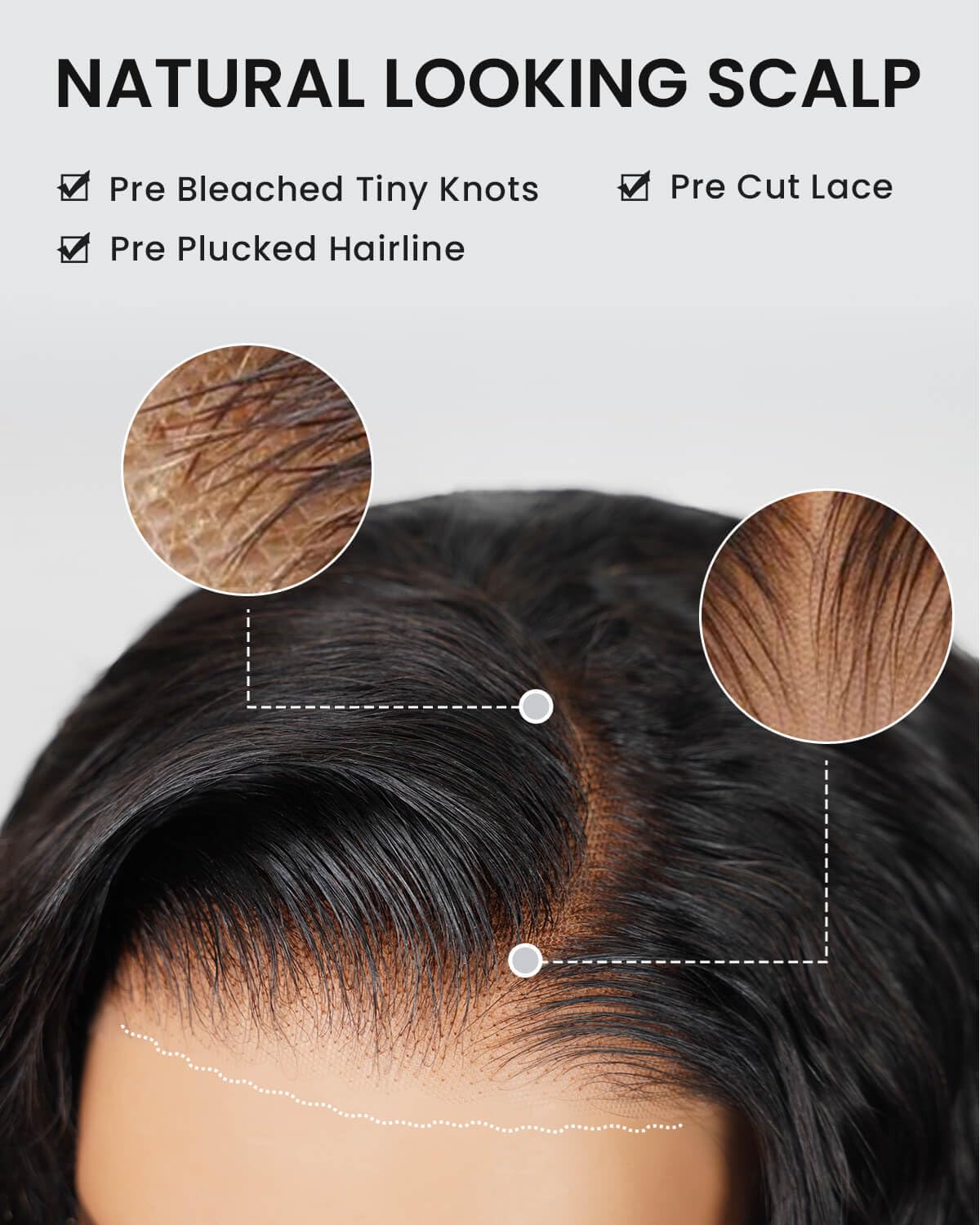 MEGALOOK Ready to Go Glueless Pre Cut 5x6 Lace Front Wig Loose Curly Bob Wig Upgraded Pre Plucked Bleached Invisible Knots Natural Black Color 14 Inch - Image 4
