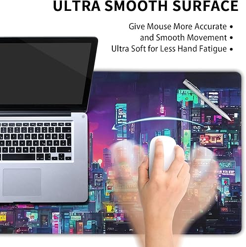 Miniatura 4 de Alfombrilla de mouse retro japonesa para juegos de anime XL, color morado oscuro, rojo, vaporwave City, extendida, grande, alfombrilla de mouse