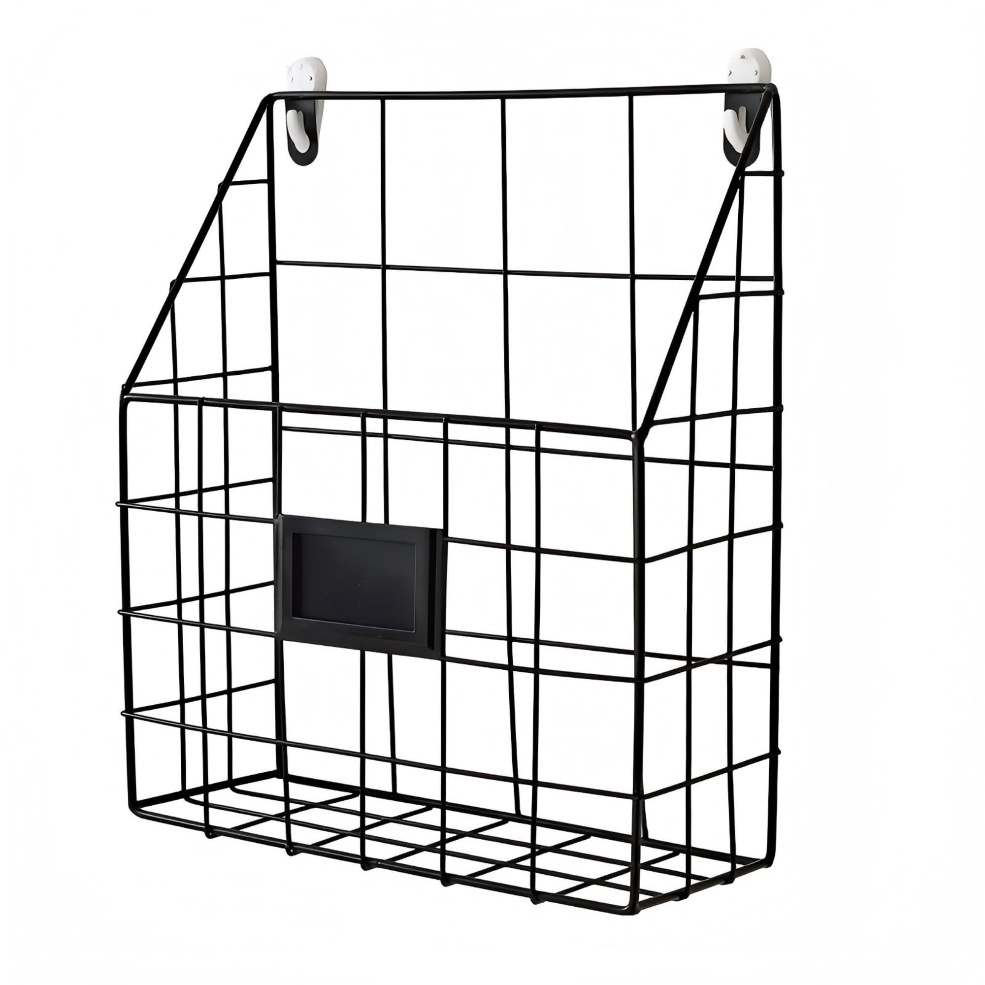 AXXIMENG Wall Mounted Magazine Rack, Metal Wire Storage Basket for Books Newspapers Mail Files, Nordic Hanging Magazine Holder for Living Room Bedroom Office Home Decor, Black