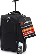 5 Cities Ryanair Cabin bags 55 x 40 x 20 Approved Suitcase Trolley Bag | Lightweight 1.45KG Carry On Travel Bag with Wheels | 42L Hand Luggage Case for Easyjet Plus, BA, WizzPriority, Jet2, KLM & More