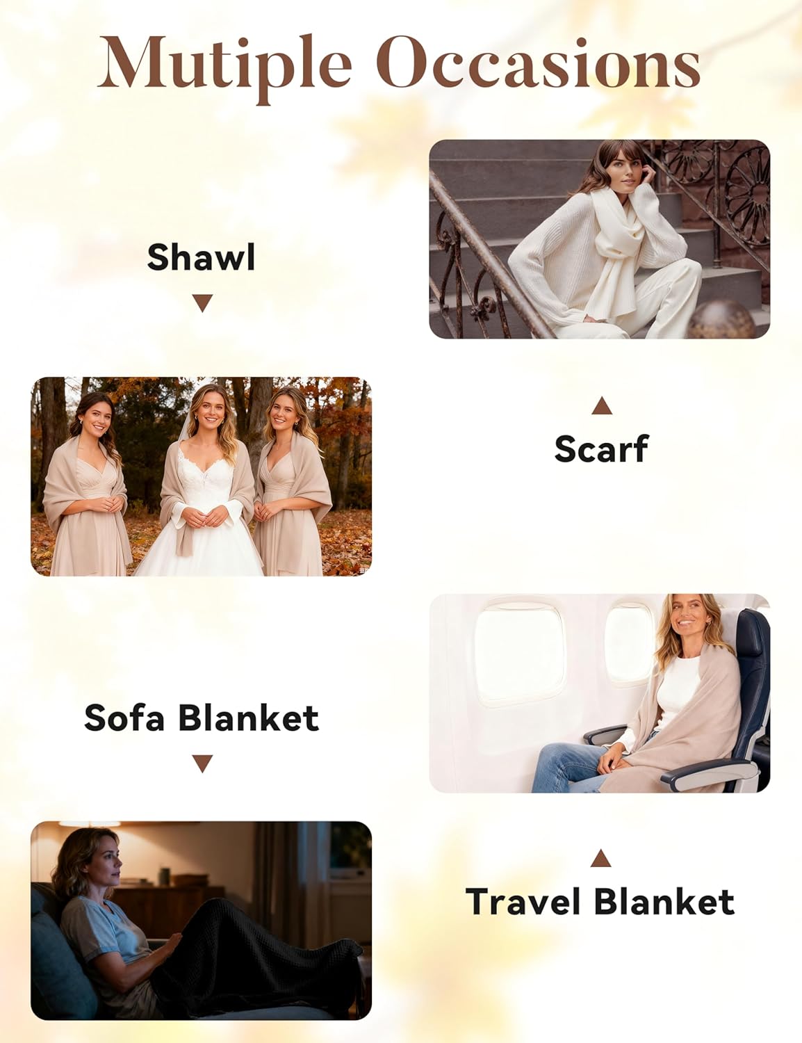 EsheSy Women's Shawl Wrap Open Front Poncho Sweater Ribbed Hem Loose Shrug Cardigan Scarf Travel Cover ups