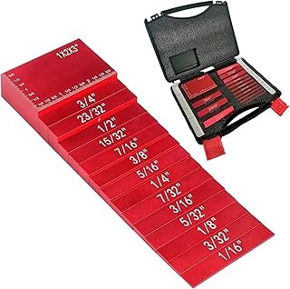 CDIYTOOL Precision Aluminum Setup Blocks Height Gauge Set,15PCS Saw Height Gauges Setup Bars for Router and Table Saw Woodworking Accessories with La-ser Engraved Size Marking (Red)