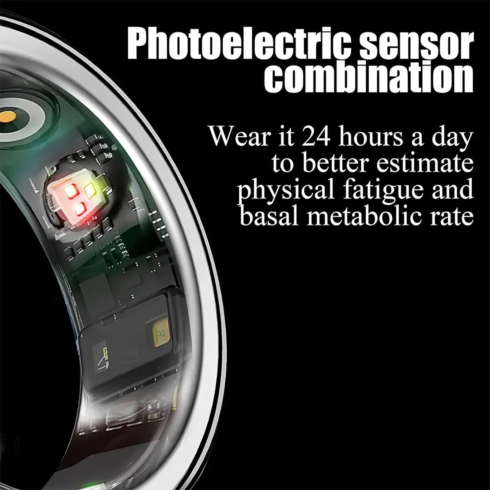 Anillo inteligente de salud, anillo de seguimiento de fitness, monitor de salud impermeable Bluetooth, rastreador de oxígeno en sangre recargable para hombres y mujeres