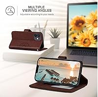 Vista 3 de Funda tipo cartera para iPhone 11, bloqueo RFID, soporte para 3 tarjetas con ranura para tarjetas de crédito, funda protectora magnética de piel