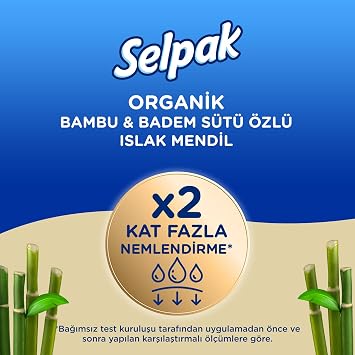 Selpak Organik Bambu Badem Sütlü Islak Mendil 1x50