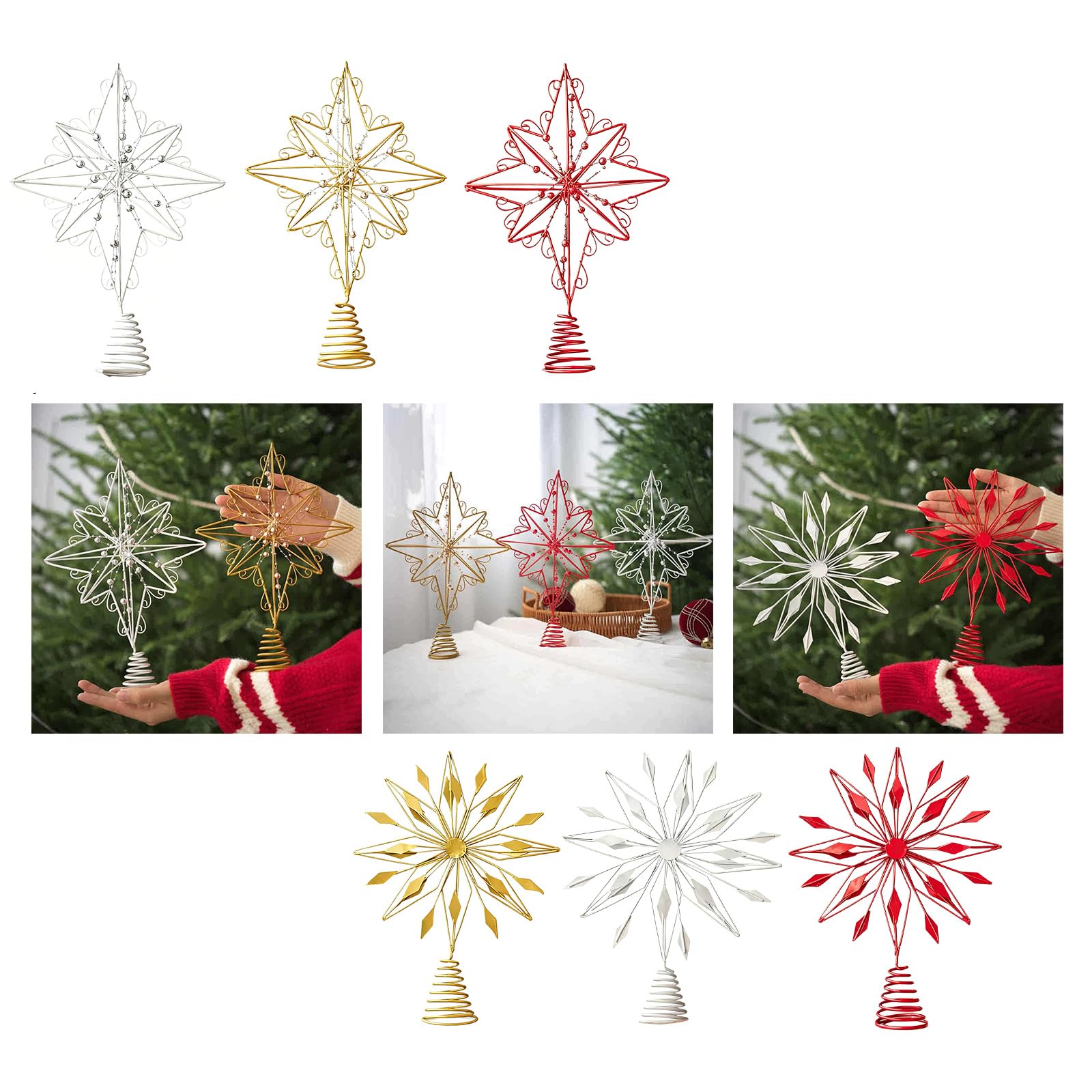 Decoración de metal para árbol de Navidad en forma de estrella, adorno irregular para fiestas, decoración para interiores y exteriores