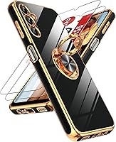 Vista 124 de LeYi para Funda de Teléfono Samsung Galaxy A13-5G: Protector de Pantalla de Vidrio Templado, Soporte Magnético Giratório de Anillo 360°, Borde Negro