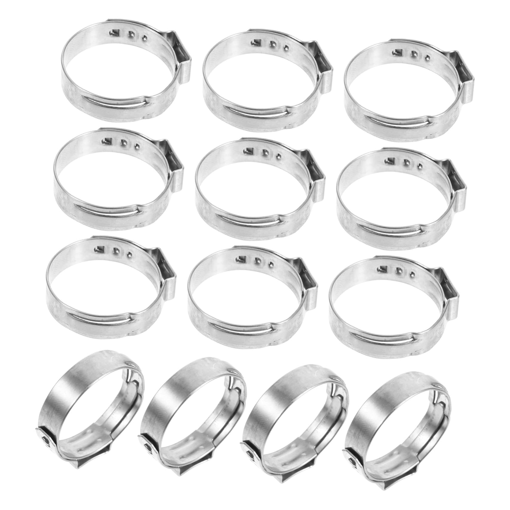 NAMOARLY 60pcs Stainless Steel Single Ear Hose Clamps Pliers Ear Clamp Crimper Kit Crimp Rings for Fastening Clamp Tools