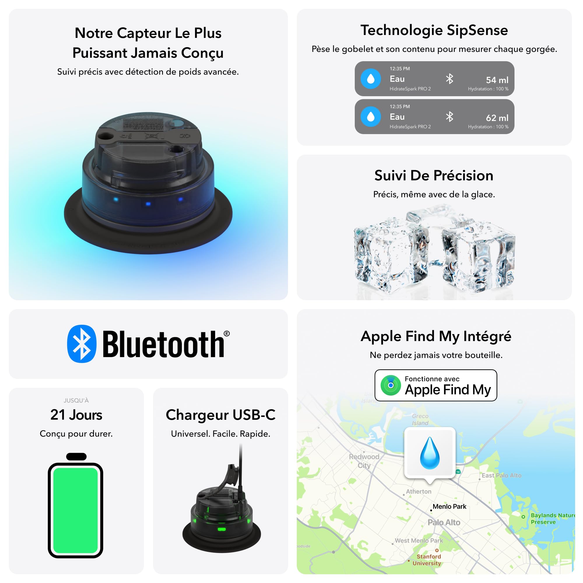 Hidrate Spark PRO 2 – Gobelet Intelligent avec Rappels de Boisson et Suivi D’hydratation, 887ml en Acier Inoxydable – Synchronisation avec Apple Health, Fitbit, Bagues et Montres Connectées - Noir