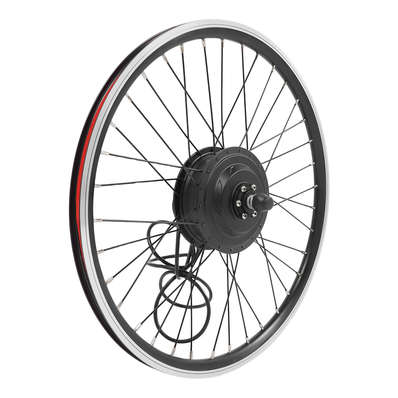 Kit de conversion de vélo électrique 36 V 500 W roue avant 24 pouces avec écran, régulateur de vitesse, capteur PAS et poignée d'accélérateur, 5 vitesses, 35 km/h, kit de conversion roue