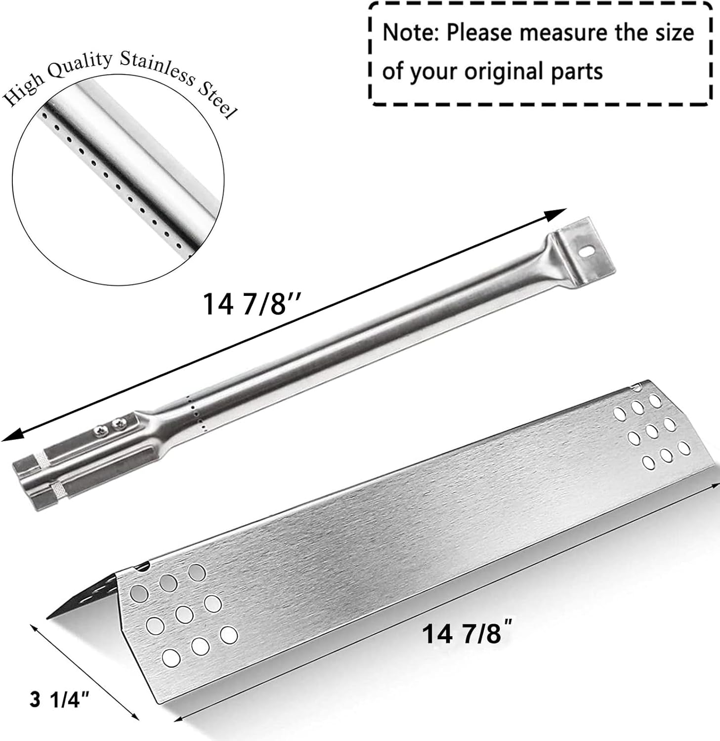 Hisencn Replacement Parts for Master Forge 1010037 1010048 Gas Grill Models, Stainless Steel Burners, Stainless Heat Plates Tent Shield and Cooking Grids Grill Grate Repair Kit