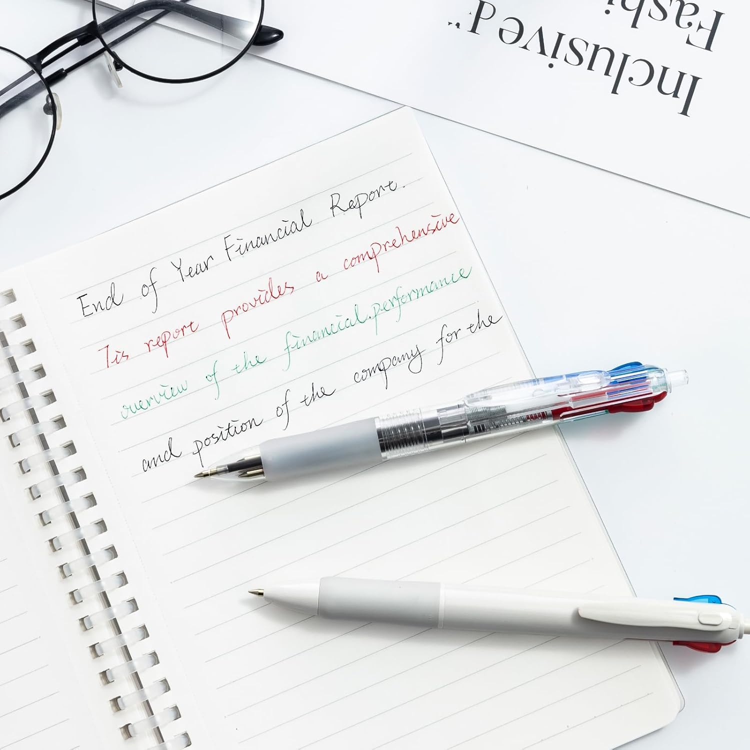 M&G 2 Pcs Multicolor Pens, 4-in-1 Colored Ballpoint Pen 0.5mm Fine Point Smooth Writing Assorted Colors for Journaling Work School & Office - Image 5