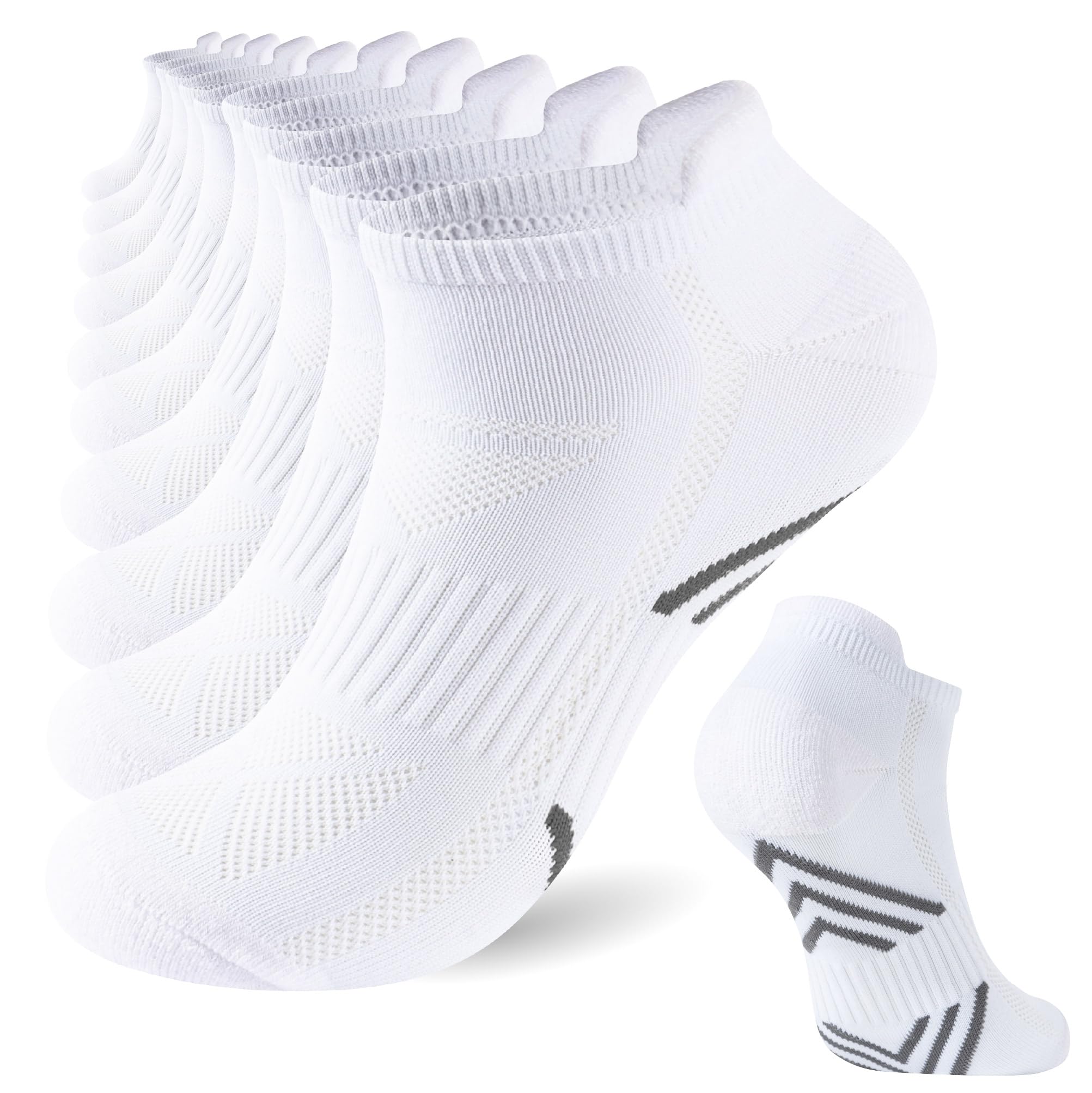 The Essentials Wardrobe Men's 10 Pack White 10Pk Peformance Trainer Liners - Uk 6-11/Eu 39-45 - White
