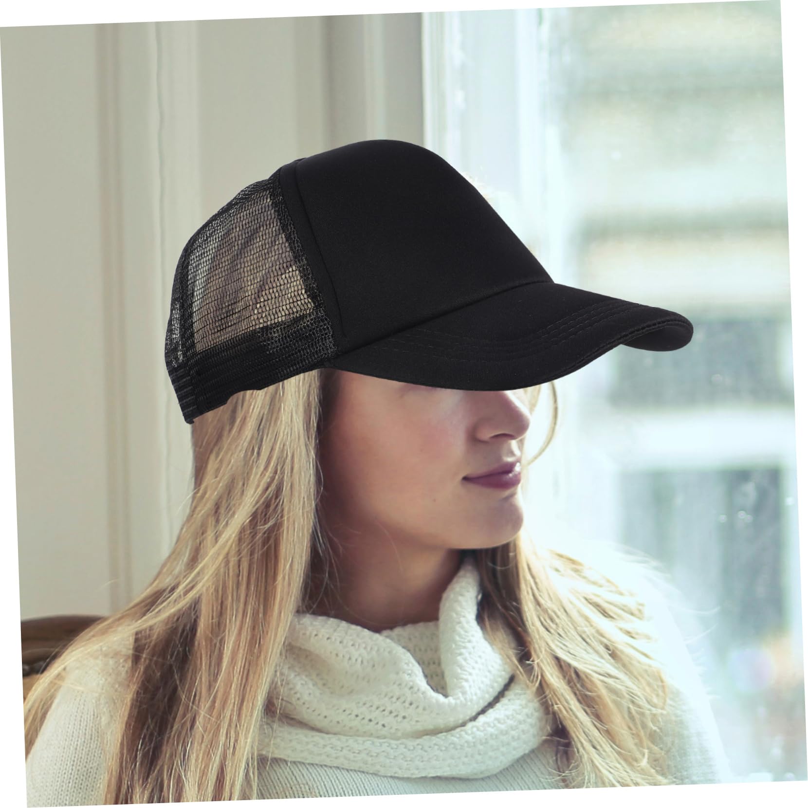 BESPORTBLE Cappello da Baseball, Cappelli per Sublimazione Vuoti e Cappello Fai in Sublimazione, 10 Pezzi in Poliestere Nero, Rete Traspirante per Pesca e Outdoor