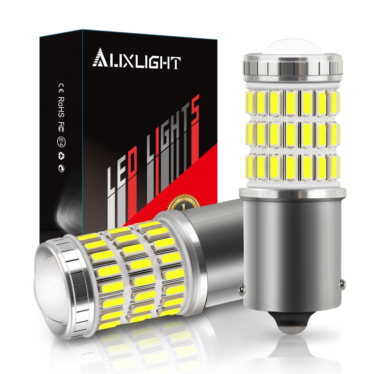 1156 BA15S 1003 1156A 1141 7506 LED Bulbs Xenon White, Ultra Bright 60-SMD LED Replacement for Back Up/Reverse Lights, Brake/Tail Lights, Turn Signal/Parking or Running Lights (Pack of 2)