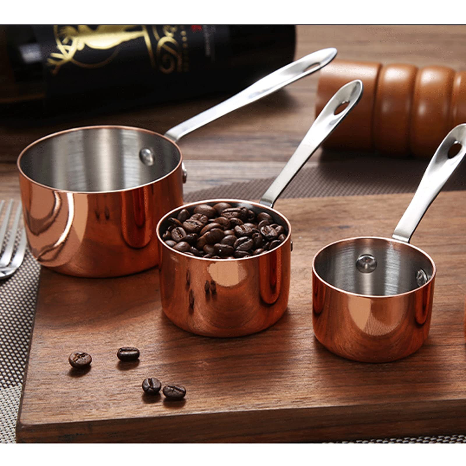 Krüge für Sahne und Milch, Wandverdickte Edelstahl Sauciere 120 ml oder 200 ml, Sauciere mit verlängertem Griff (ein Stück/Roségold) Milch (Größe: Mittel) (Größe : M)