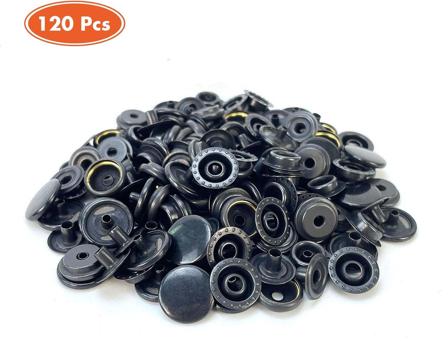 160 Pcs Snap Buttons,Snap Fasteners Kit 15mm Stainless Steel Snaps Marine Grade Boat Canvas Snaps,3/8" Socket Metal Snaps for Clothing Leather Boat Cover Fabric (Regular-Black)