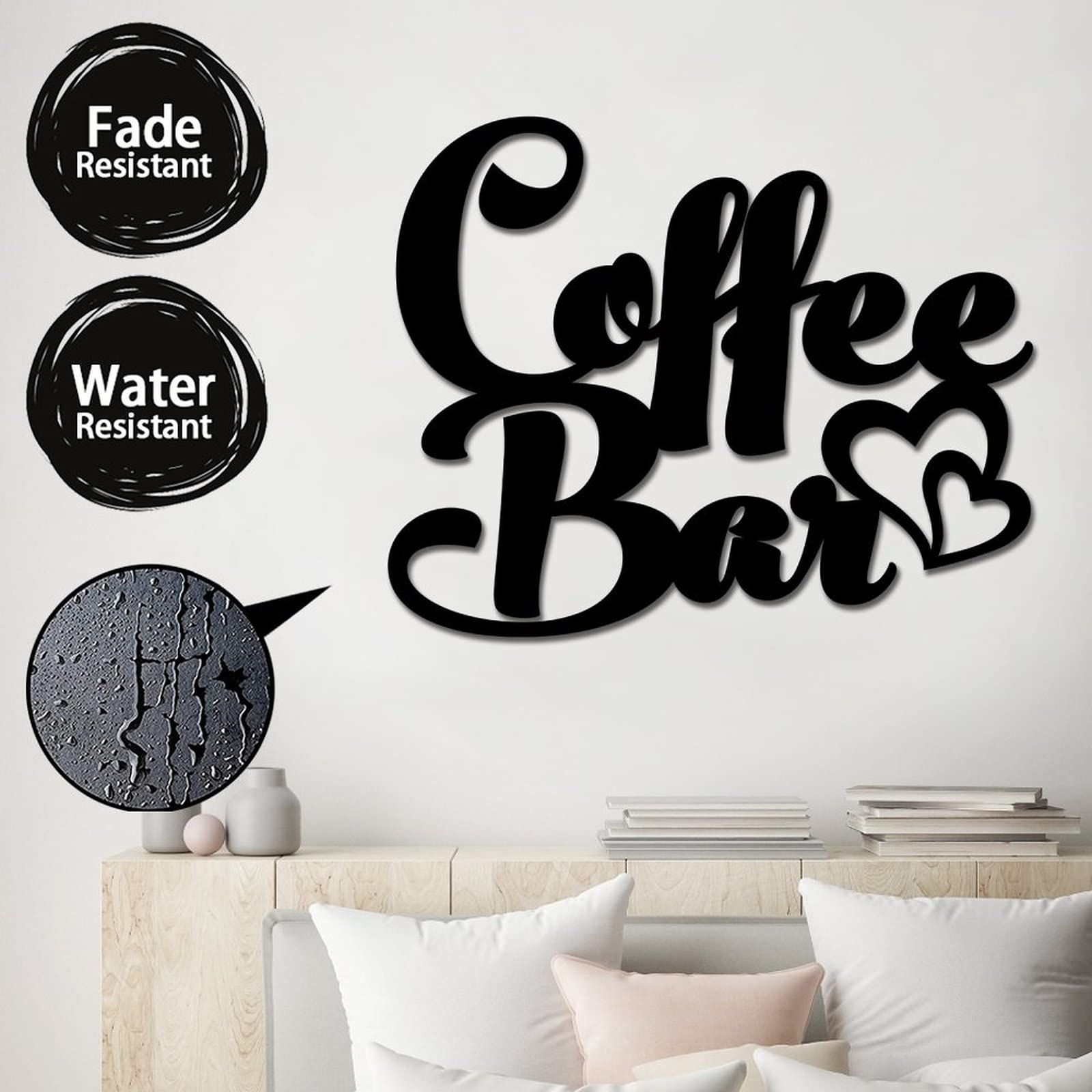 Panneau Déco Mural Métal Bar à Café - Lot De 5 - Style Fil Métallique - NEUF