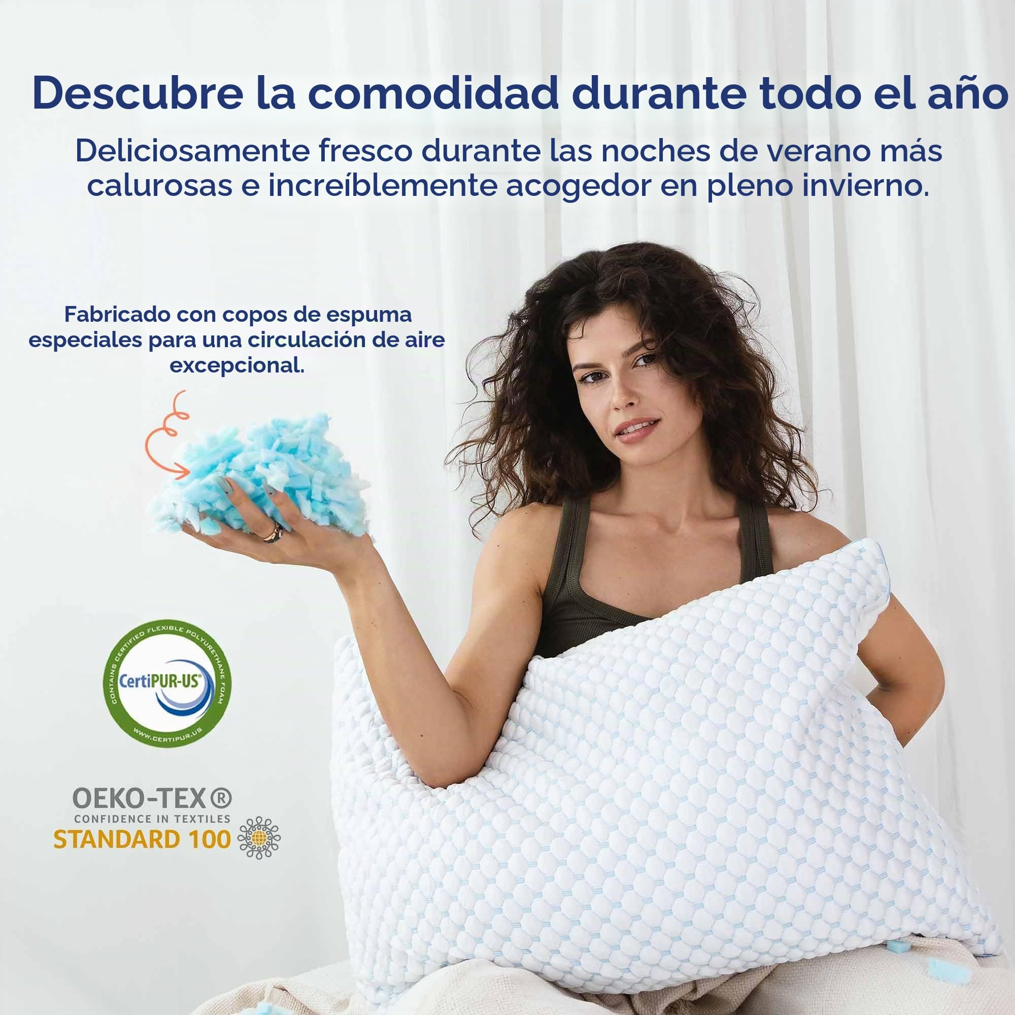 MKS Almohada para dormir de 50 x 70 cm con espuma viscoelástica y gel – Almohada con soporte ergonómico para el cuello – para adultos, dormir de espalda y de lado – Refrescante, higiénica, cómoda