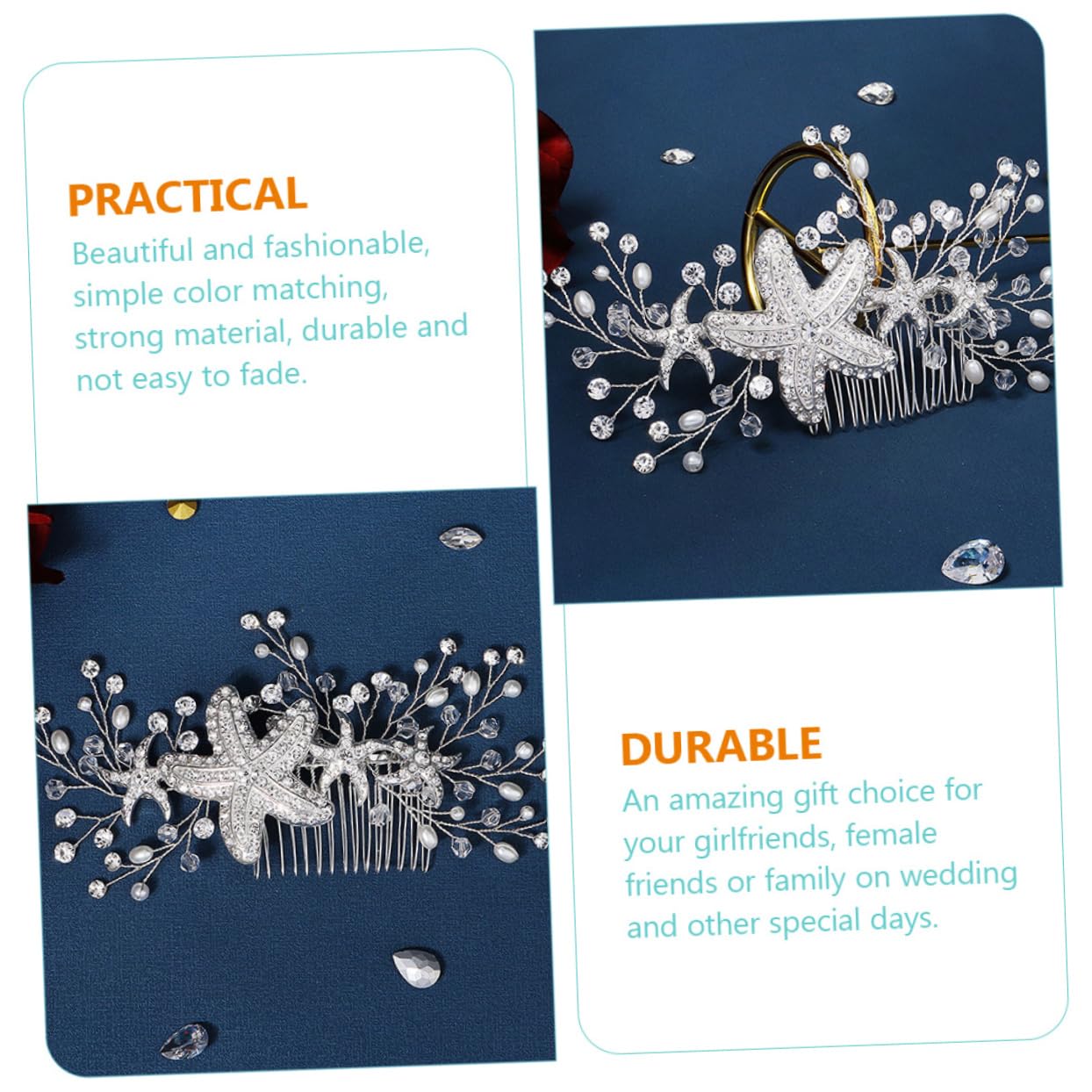 FOMIYES Lot de 3 Peignes à Cheveux Tendance en Strass pour Mariée Accessoire pour Enterrement de Vie de Jeune Fille de Jeune Fille