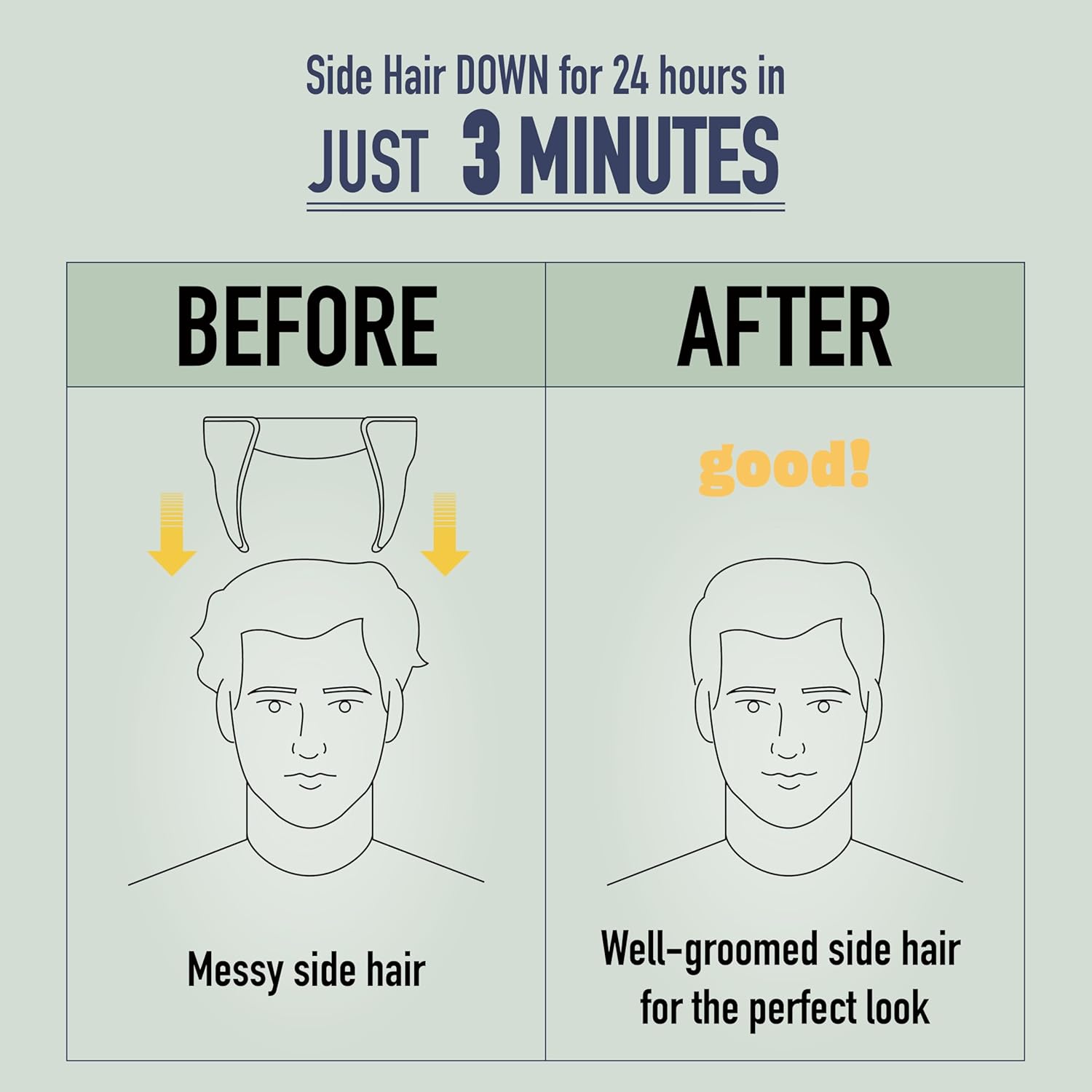 men's side hair flattener with scalp massager - patented 3-minute down perm presser with color-changing heat indicator technology and ventilated design for fast/easy grooming