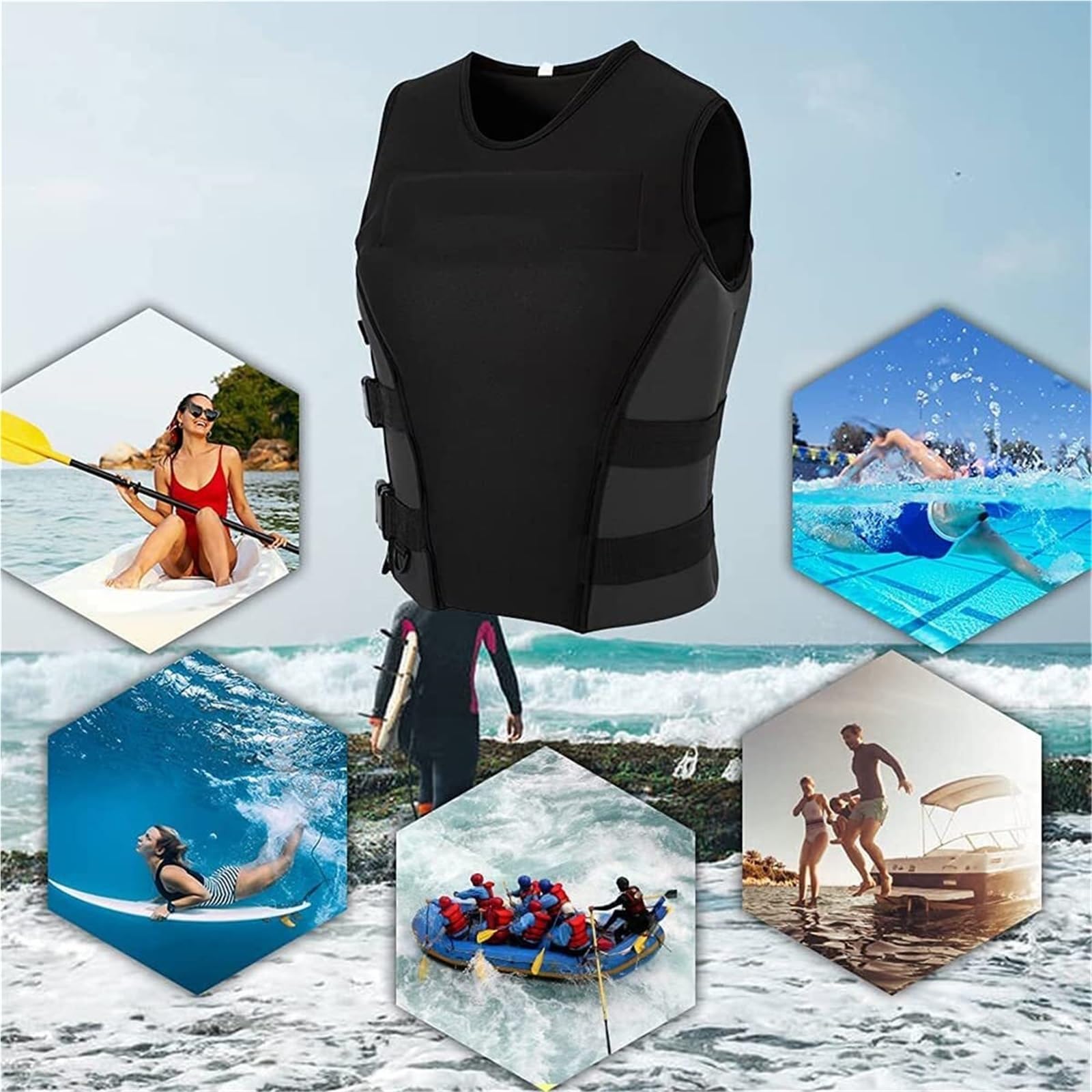 High Buoyancy Adults Life Vest for Surfing, Boating, Fishing, Swimming, Kayaking, Canoeing, Snorkeling, Water Park, Beach Activities and Water Rescue, Safety Equipment
