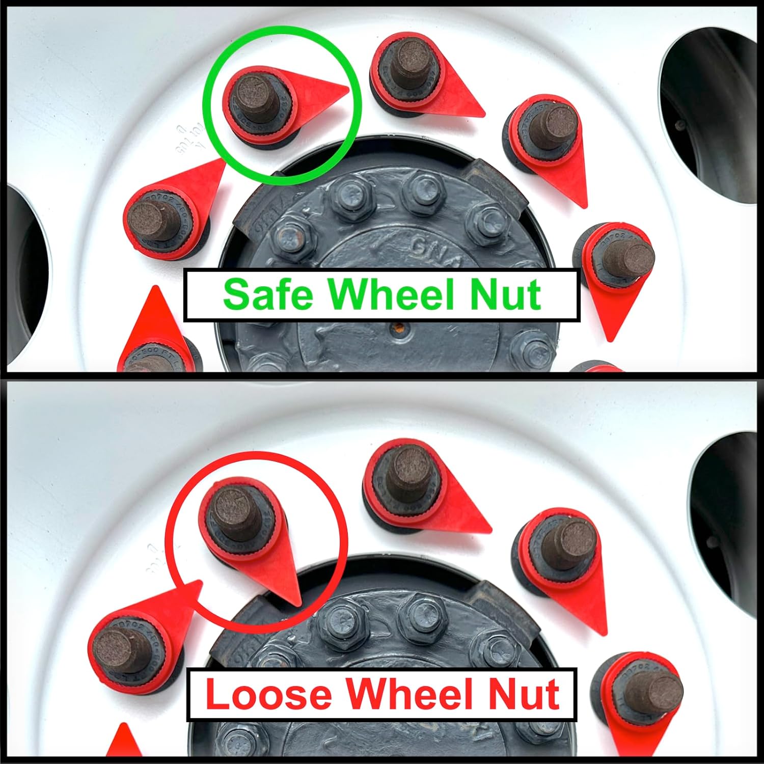 19mm Red Loose Wheel Lug Nut Safety Check Indicators 100 Pack - Commercial Truck Wheel Nut Pre-Trip Safety Inspection Tool