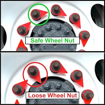TYK Industries 33mm Red Loose Wheel Lug Nut Safety Check Indicators 50 Pack - Commercial Truck Wheel Nut Pre-Trip Safety Inspection Tool